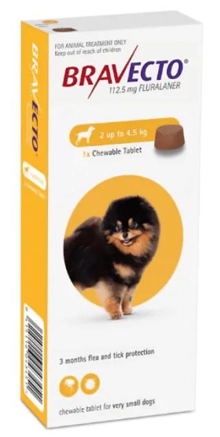 Bravecto Perro 2 -4.5 Kg 1 Tab *Amarill