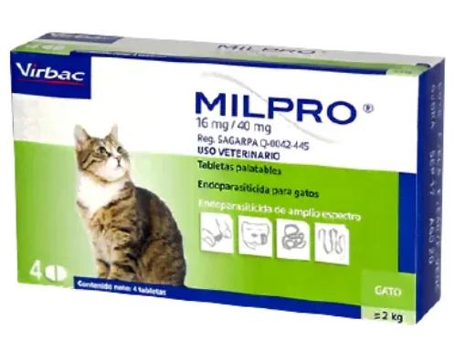 Milpro Gato Adulto 16mg-40mg 4 Tab